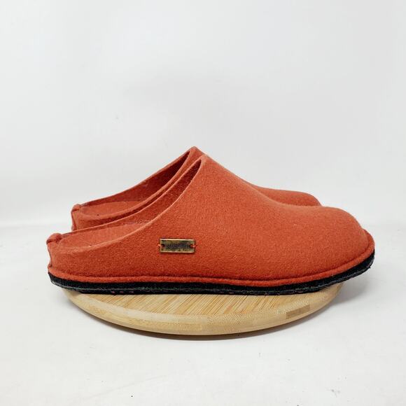 Haflinger Flair Slipper Womens 38 Red Orange Mule Felted Wool Slip On Shoes - Picture 1 of 14